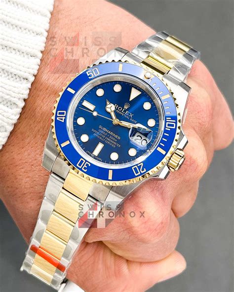 rolex sub 2 tone blue 2004 review|rolex submariner blue bezel price.